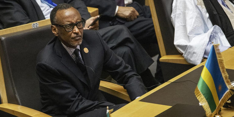Le président rwandais, Paul Kagame, à Addis-Abeba, en février 2024, lors d’une assemblée ordinaire de l’Union africaine.