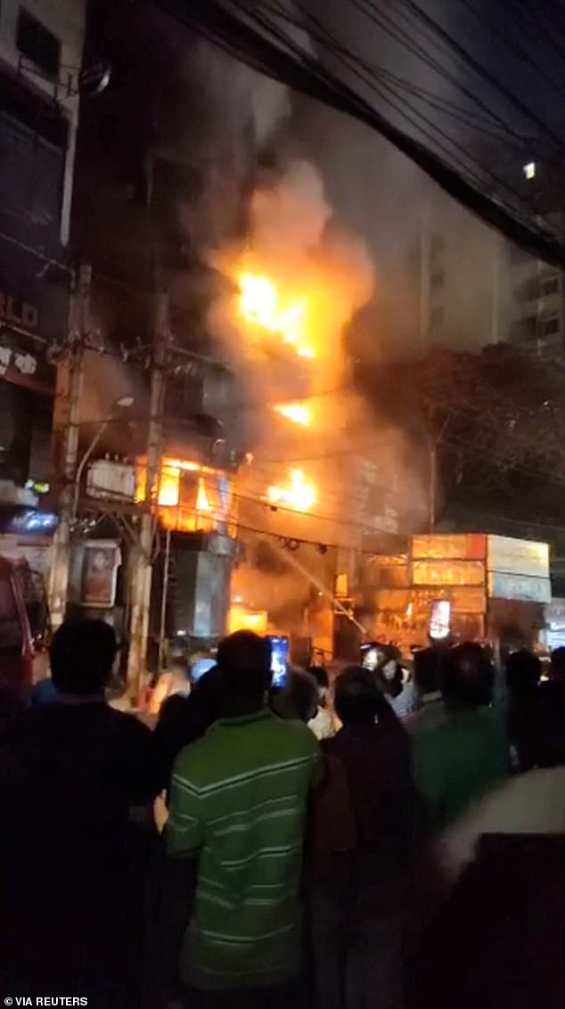 bangladesh fire kills at least 45 people and leaves 22 injured after blaze broke out inside restaurant and spread throughout six-story building