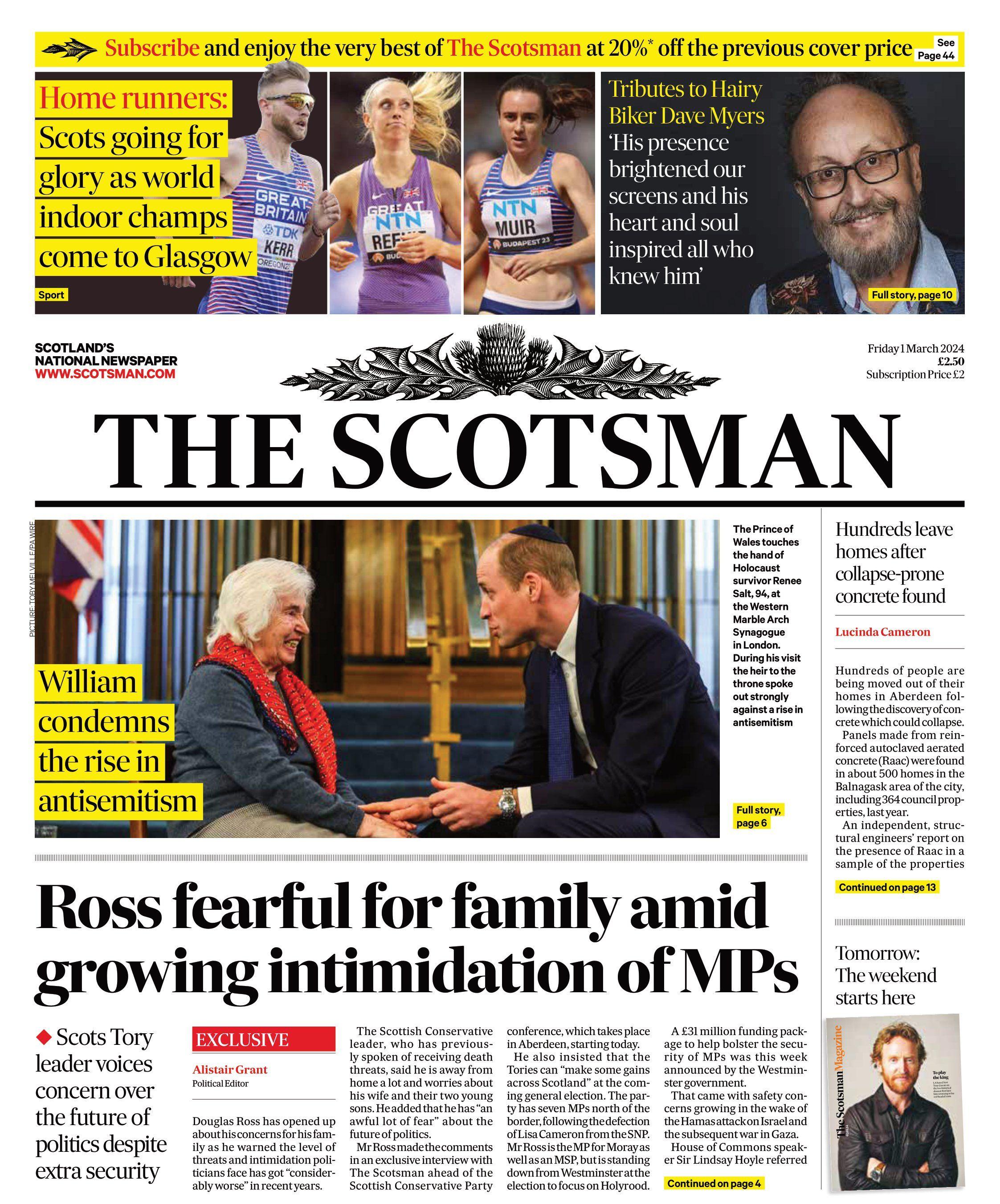 scotland's papers: calls for emma inquiry and ross fears for family