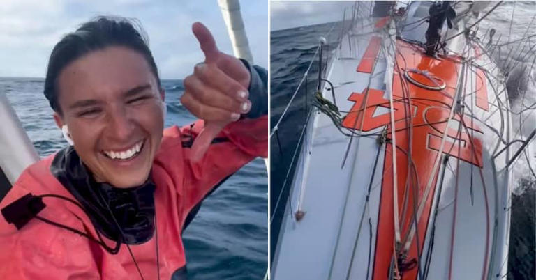 New Yorker Cole Brauer, 29, has made history as the first American woman to complete a nonstop solo sailing trip in a race around the world. By: Instagram/@colebraueroceanracing