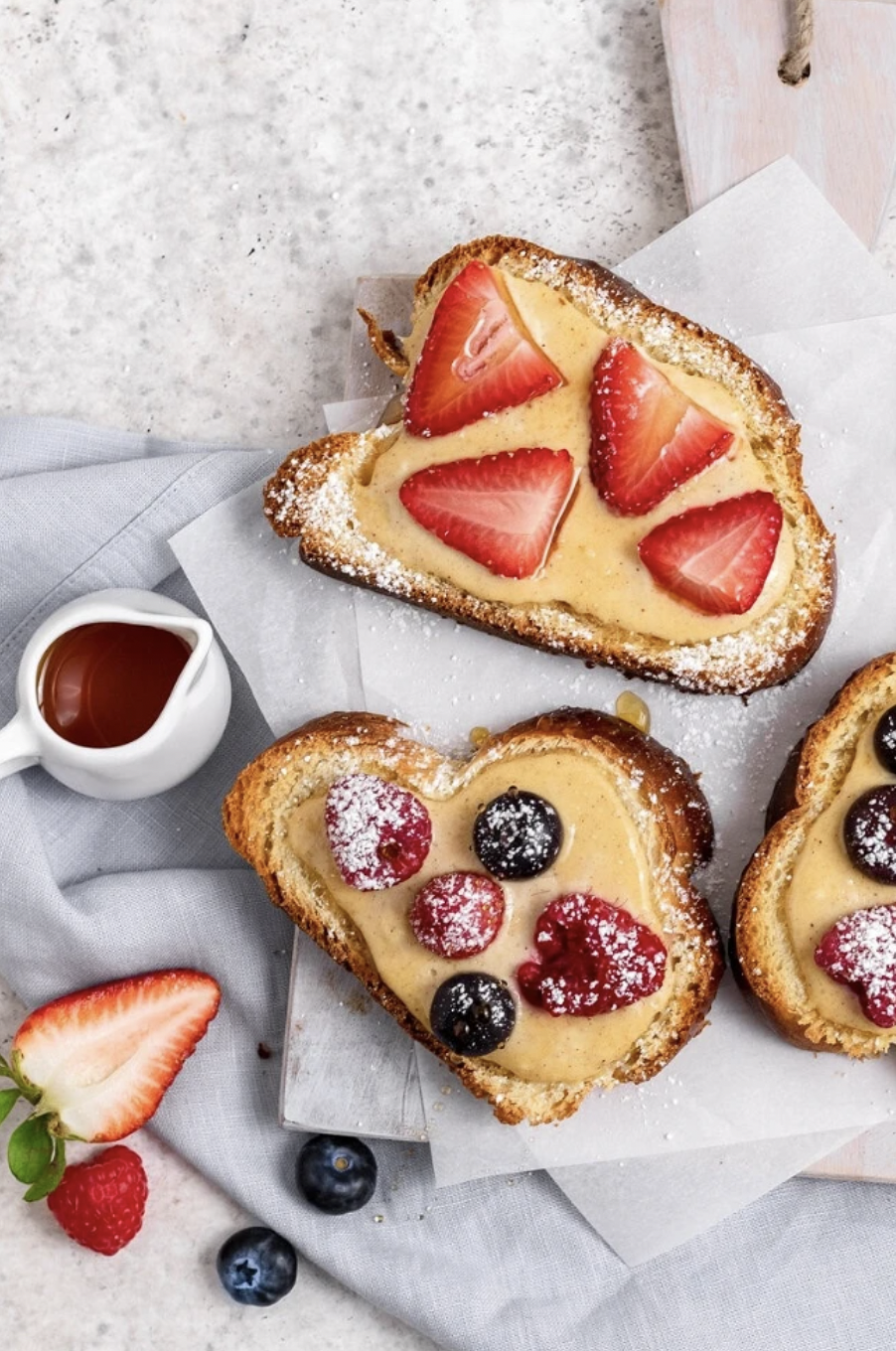 Make a delicious custard with yogurt and egg and a bit of honey and cinnamon and you have an easy brunch items for all to enjoy. Make a fruit-filled toast bar out of it! (via Cabot Creamery)