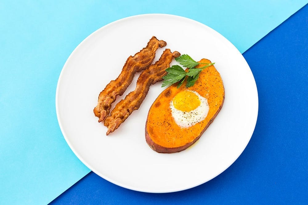 Add more spring color to your plate with sweet potato toast. Dress up yours however you like; we love the idea of an egg cracked into the center, then pan-seared until the whites set. It's a great <strong>low-carb</strong> egg-in-a-hole alternative! (via Brit + Co<strong>.</strong>)