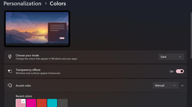 changing colors in Windows