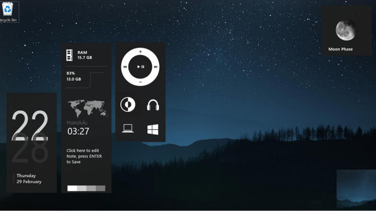 desktop widgets on Windows