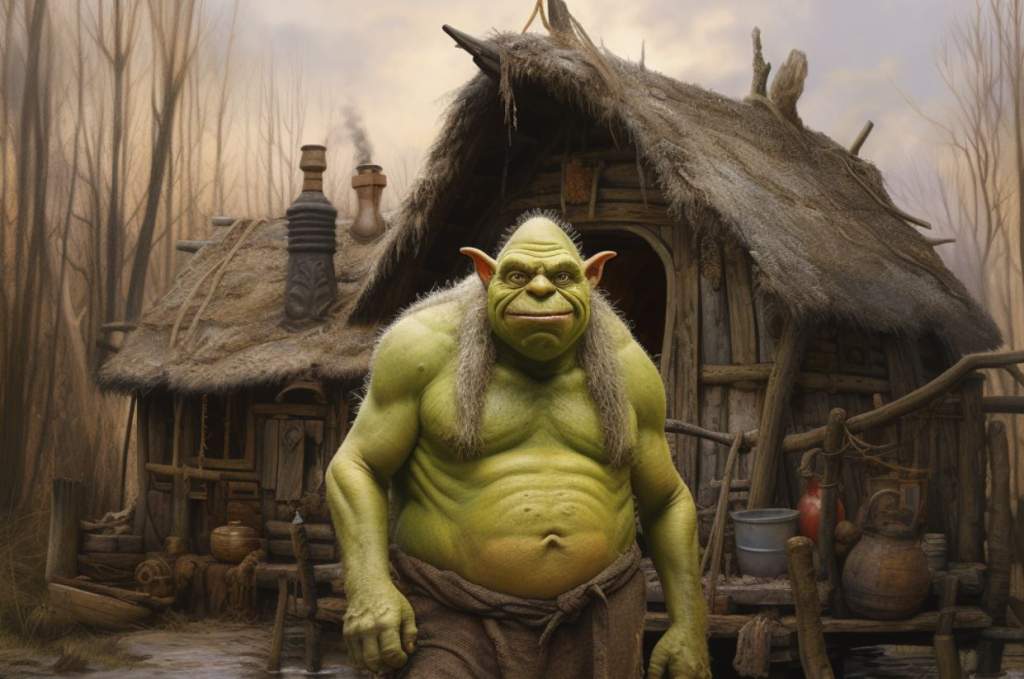 <em>Shrek</em> (voiced by Mike Myers) is a lovable yet gruff ogre who lives in a land of magical creatures. Somehow, he's tasked with rescuing a princess from a gigantic tower (which is protected by a dragon). Eventually, Shrek falls in love with the princess, setting off several spin-off films from this hugely successful empire. While he does embody a human (to an extent), this reimagined version of Shrek is -- shall we say -- sort of scary. The newer Shrek does have more of a human build with exceptionally long arms and a stocky frame. All the same, the figure is truly Shrek in color and nature from a facial standpoint.