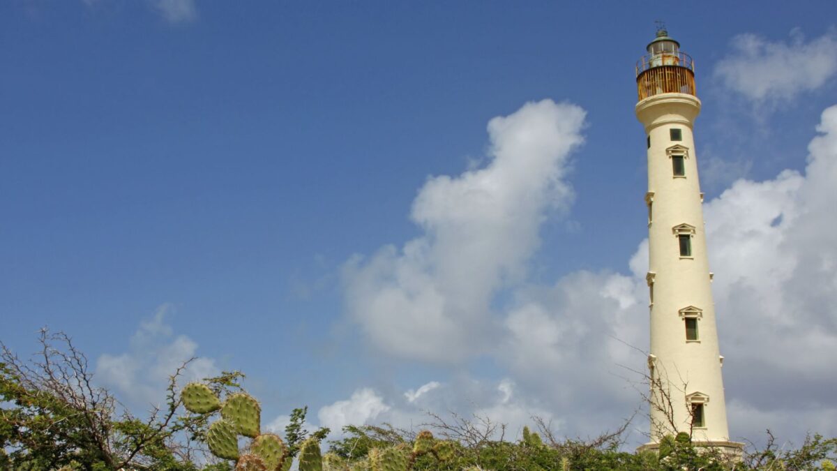 <p>Built in 1910, the California Lighthouse is an iconic Aruba landmark.</p><p>You can climb to the top and enjoy panoramic views of the island’s northwestern coastline. Aruba is very flat overall, so it offers one of the best views of Aruba.</p><p>After your visit, make sure to stop by a nearby beach for a swim or relaxing.</p><p>If your cruise is staying in Aruba for dinner, you can book a private dinner inside the top of the lighthouse.</p>