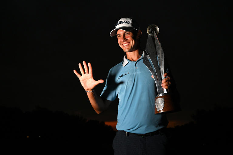 Matteo Manassero holds the trophy after he won the 2024 Jonsson Workwear Open at Glendower Golf Club in Johannesburg, South Africa. (Photo: Stuart Franklin/Getty Images)