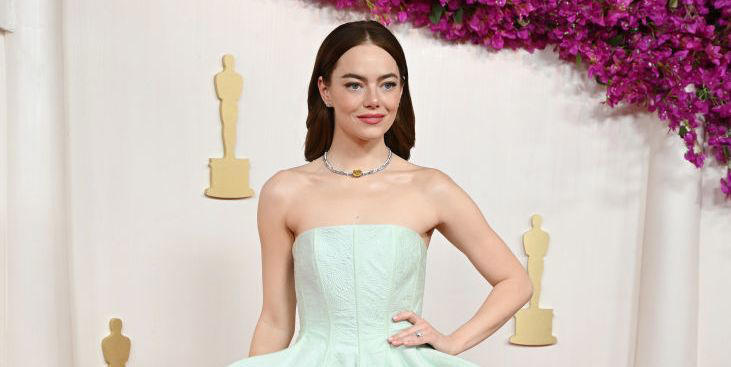 Emma Stone Is Wearing the Coolest Custom Bustier Dress at the 2024 Oscars