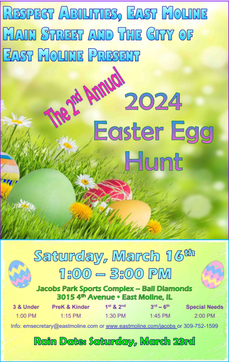 Kids can have fun, hunt for eggs at Jacobs Park in East Moline