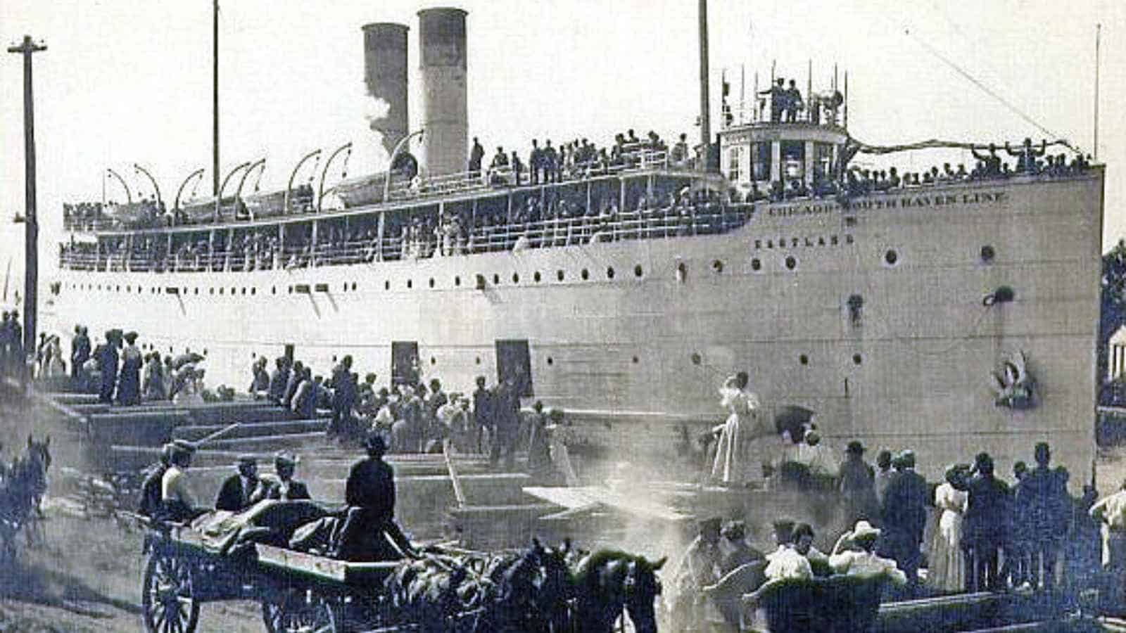 <p>In 1915, the steamship SS Eastland overturned while docked in Chicago, resulting in the deaths of over 800 passengers and crew members. The ship’s design flaws and overcrowding were major contributors to this tragedy.</p><p>The SS Eastland disaster was caused by a combination of issues, including poor design and overloading of the ship beyond its capacity. It also highlighted the need for stricter regulations on passenger vessels and proper safety procedures.</p>