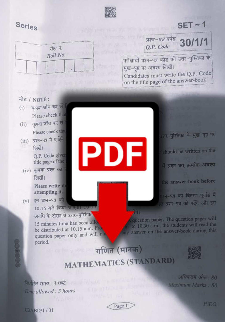 CBSE Class 10 Maths Question Paper 2024, All SETs Download PDF