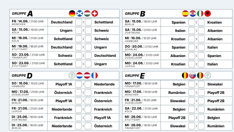 Spielplan EM 2024 Kostenlos Als PDF Herunterladen Und Ausdrucken