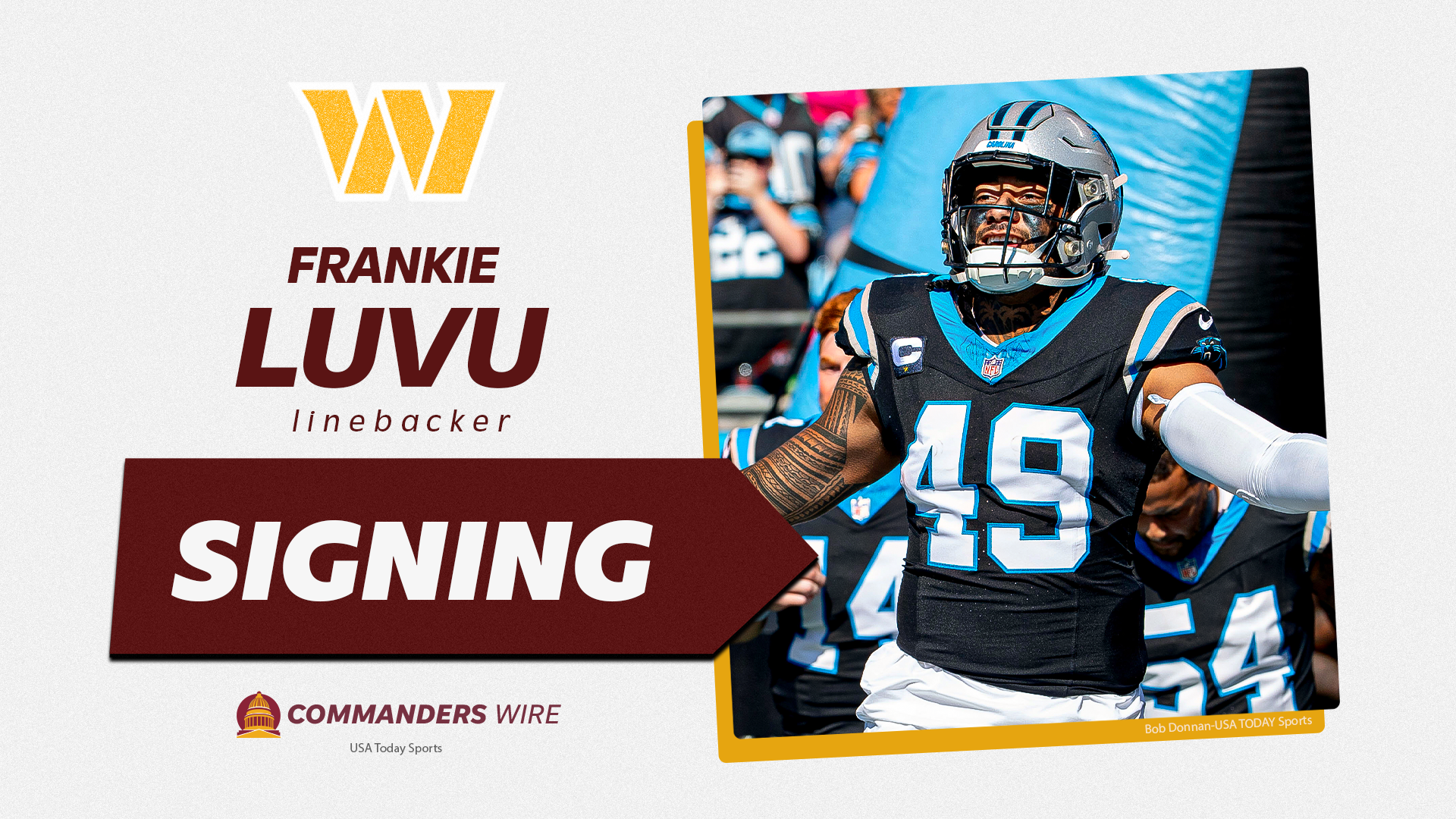 LOOK: New Commanders Linebacker Frankie Luvu Is Switching To A Single ...