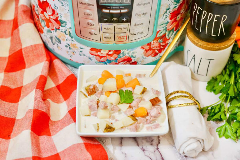 Easy Instant Pot ham and potato soup recipe