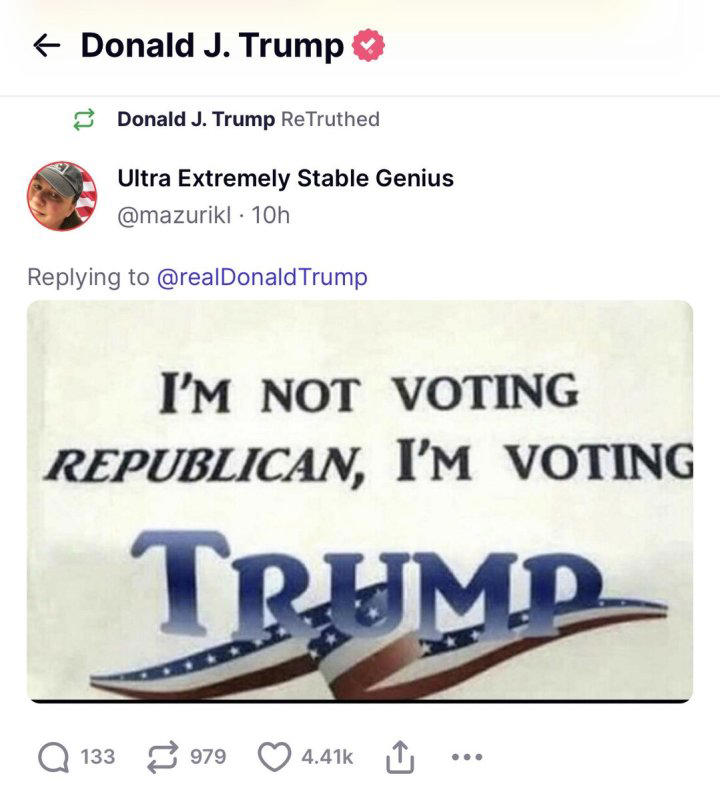 Trump posted anti-Republican voting message Truth Social