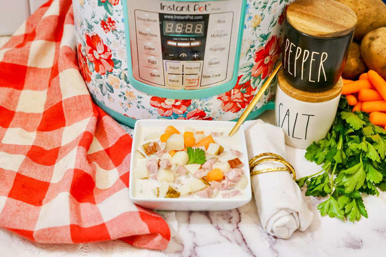 Easy Instant Pot ham and potato soup recipe