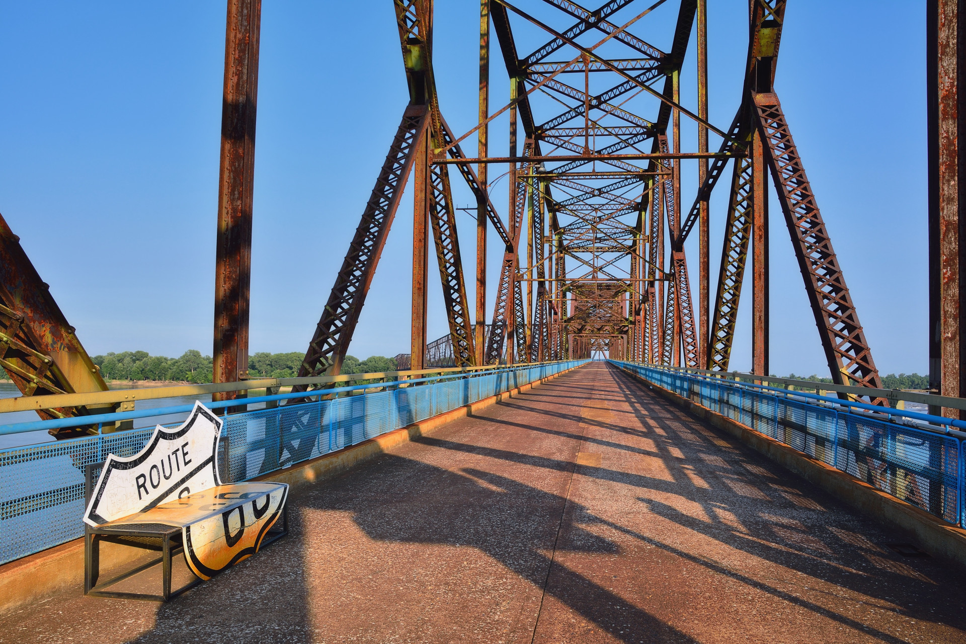 The landmark Chain of Rocks bridge on the Mississippi river, near Granite City.