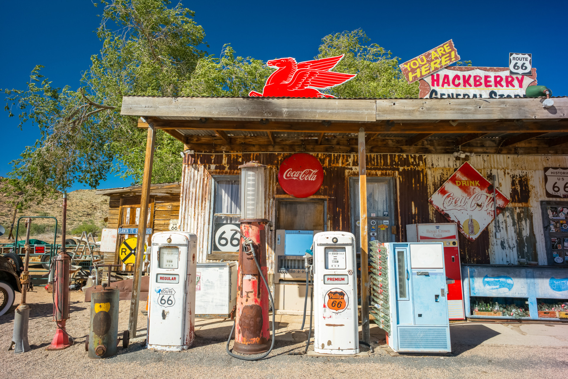Antique Gas Pumps at Hackenberry General Store, Hackberry.