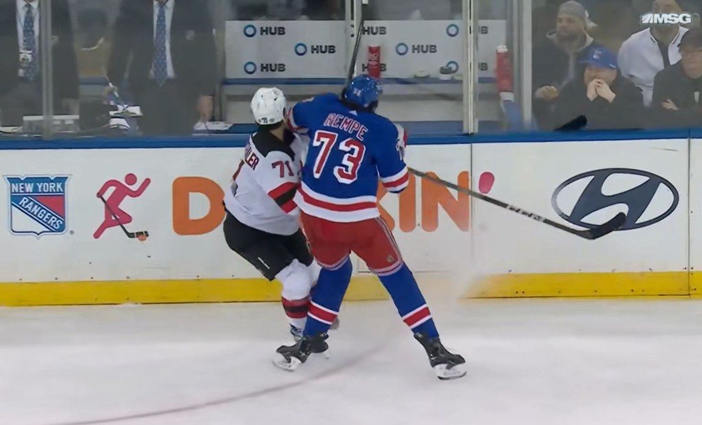 Rangers’ Matt Rempe Suspended Four Games For Elbow To Devils Player’s Head