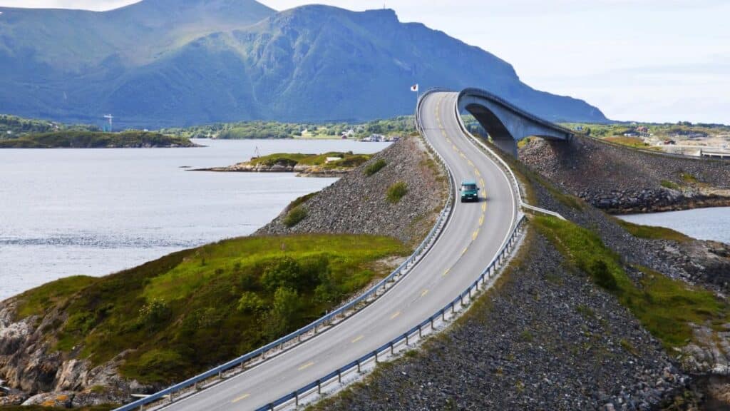 <p>Norway’s Atlantic Road stretches just over 5 miles but promises an amazing experience. This short drive has bridges that jump between islands. It mixes unique building design with the natural beauty of the North Atlantic Ocean.</p>