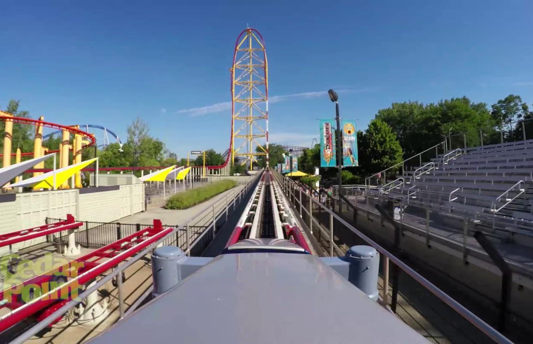 <p>Cedar Point's Top Thrill Dragster was the first strata coaster in the world when it opened in 2003. This specific type of ride uses a powerful launching system to propel the roller coaster upwards of 400 feet at a 90° angle and back down at the same angle.</p>  <p>The Top Thrill Dragster rockets riders to 120 miles per hour in 3.8 seconds. It’s become an iconic ride among roller coaster enthusiasts.</p>