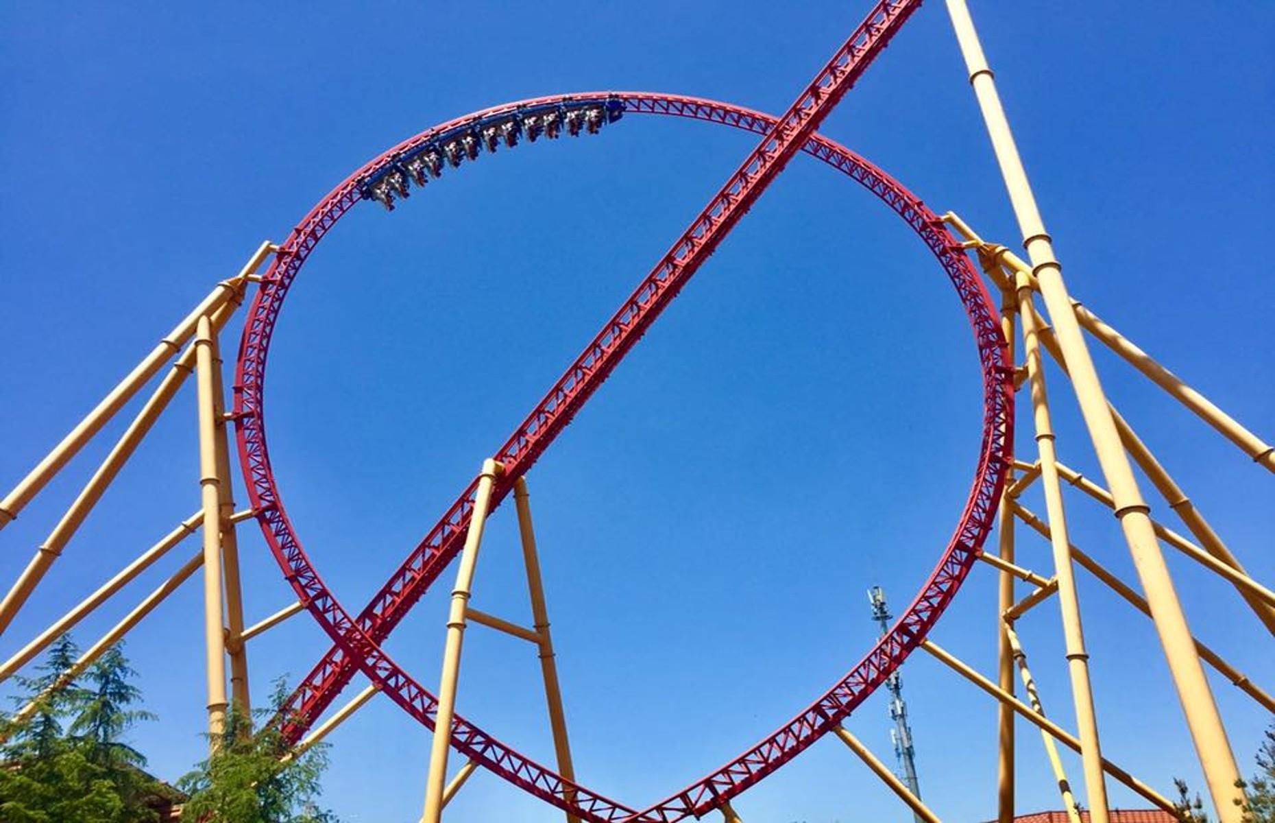 <p>This eight-year-old ride shares the record for the world's largest inversion loop (with Hyper Coaster in Turkey) at 139 feet. The unique loop wraps around another part of the track, which also features a chain lift hill and zero-G roll. </p>  <p>Flash is set in China’s biggest amusement park, Lewa Adventure.</p>
