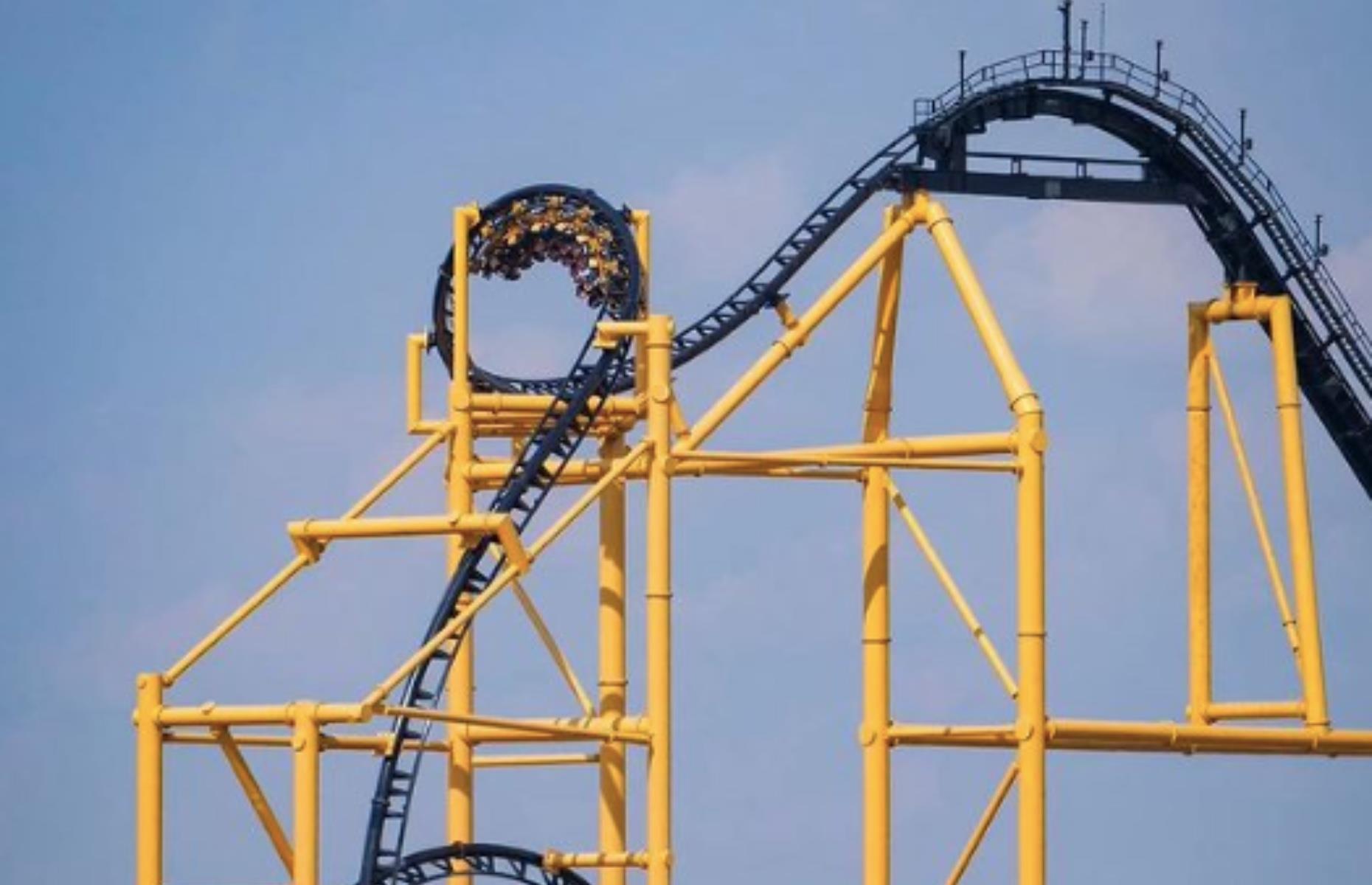 <p>The Steel Curtain sits perched on a hill, towering over Kennywood Park, and can be seen for miles around. From a distance, it looks like a strange monolith of steel, but as you get closer, you start to see the track with its loops, drops, and record-breaking nine inversions.</p>  <p>It is the only roller coaster in the world to be named after an American football team – well, the defensive line of the Pittsburgh Steelers from the 1970s, who were so feared their defensive line was nicknamed the Steel Curtain.</p>