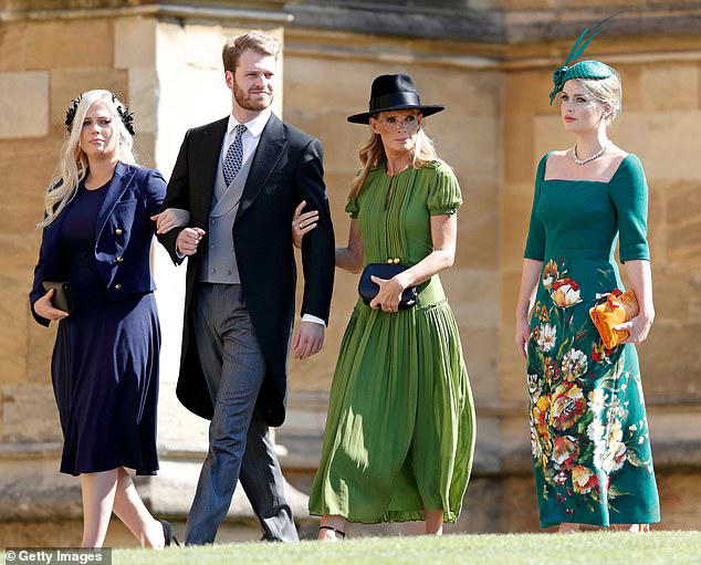 Lady Eliza Spencer, Louis Spencer, Viscount Althorp, Victoria Lockwood and Lady Kitty Spencer at the wedding of Prince Harry to Meghan Markle at St George's Chapel in May 2018