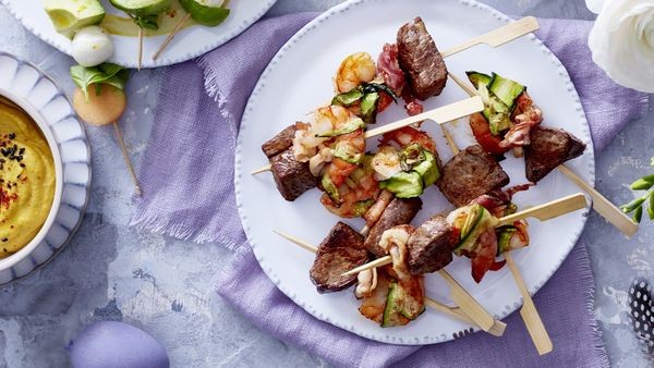 Osterrezept: Surf and Turf-Spieße als schneller Snack