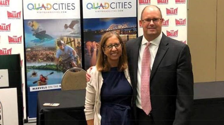 Patty Viverito and Visit Quad Cities CEO Dave Herrell in 2018.