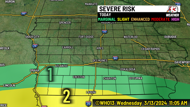 Strong storms possible in southern Iowa overnight