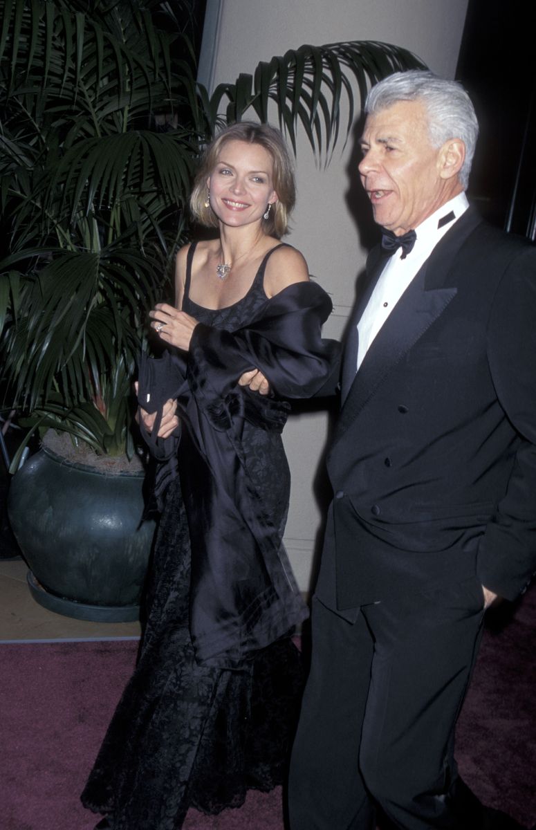 <p>The actress looked like she waltzed right off of the movie screen at the AFI Salute to Martin Scorsese in 1997. Pfeiffer donned a textured silk dress, an oversized shawl, statement earrings, and a diamond-encrusted necklace.</p>