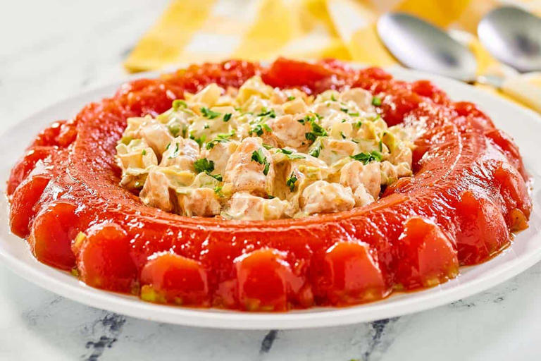 Retro Revival: Classic Tomato Aspic with Shrimp SaladTomato Aspic