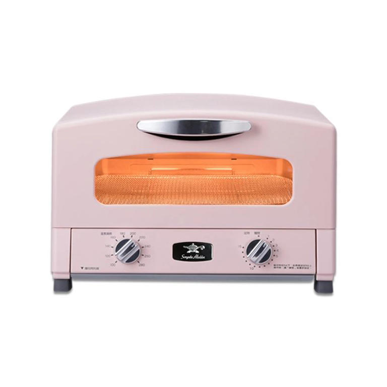 日本Sengoku Aladdin 千石阿拉丁 專利0.2秒瞬熱4枚燒復古多用途烤箱-粉。（圖／品牌業者提供）