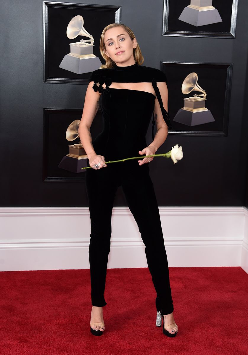 <p>Wearing Jean-Paul Gaultier at the 2018 Grammys.</p>
