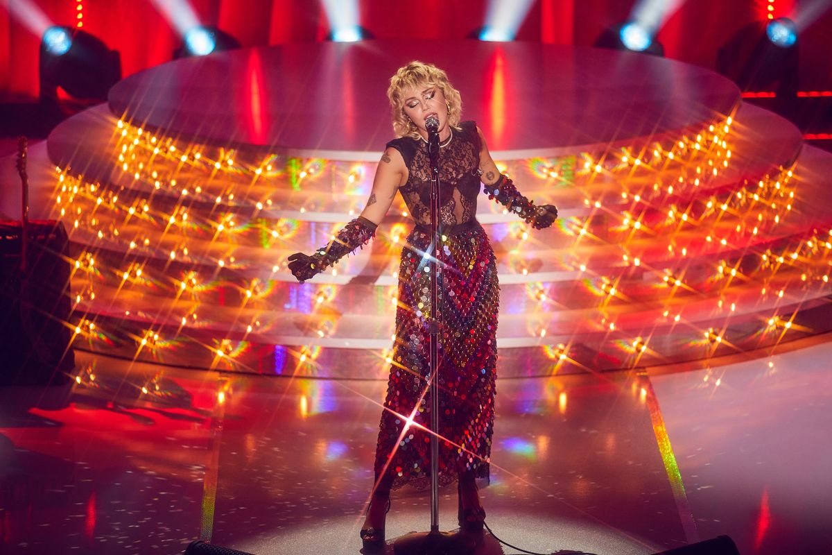 <p>Performing in Gucci for her 2021 Pride special <em>Miley Cyrus Presents Stand By You</em>.</p>