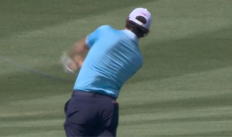 Adam Hadwin launched his club into the water on the 18th