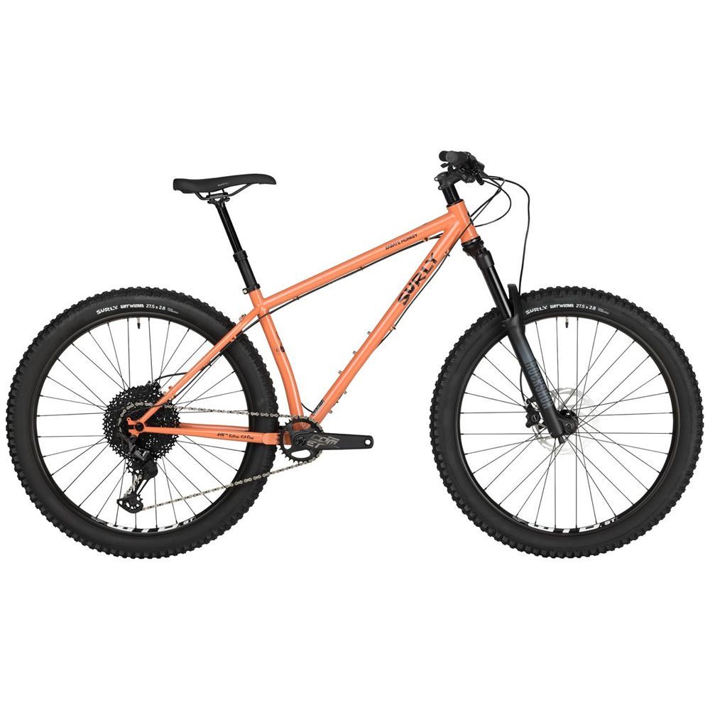 <p><strong>$1849.00</strong></p><p><a href="https://surlybikes.com/bikes/karate_monkey">Shop Now</a></p><p>One of my exes once declared the Karate Monkey “the most perfect bike ever.” While there was a lengthy list of things we disagreed on, I admit that it’s an amazing <a href="https://www.bicycling.com/bikes-gear/a20048810/best-mountain-bikes/">mountain bike</a>. With a rigid steel fork and steel frame, the Karate Monkey is built to withstand most anything you throw at or under it. </p><p>The current design can accommodate either 27.5- or 29-inch wheels, so you can set it up to suit your style and preferred position. It features rack mounts on the dropouts, as well as bosses on both sides of the downtube, so you can mount three water bottle cages if you want when traveling through areas where you may have trouble finding fresh water.</p><p>Perhaps most importantly, the Karate Monkey is compatible with most standard mountain bike standard parts, so it’s easy to customize for your bikepacking needs, or get a replacement part away from your home bike shop. That said, I’ve seen bikepackers riding Karate Monkeys on all kinds of terrain, all over the world: Not once have I ever seen one broken down or damaged.</p>
