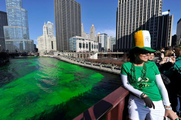 For many, the dying of the river is just as important as the parade. People turn up in their thousands to see Chicago turn green