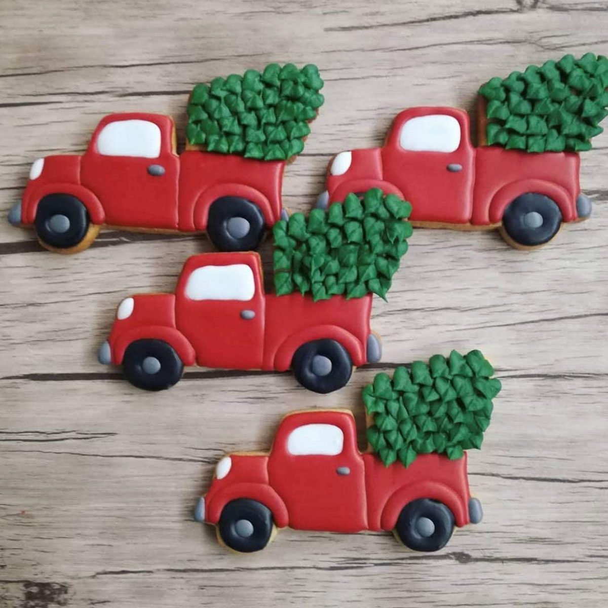 <p>Special delivery! This <a href="https://www.amazon.com/dp/B07KR9L58V" rel="noopener noreferrer">truck cookie cutter</a> represents the annual tradition of placing a freshly-chopped tree in the back of your truck and making your way home to decorate it. Tap into that feeling of nostalgia by decorating green trees coming out of an old red pickup truck.</p> <p class="listicle-page__cta-button-shop"><a class="shop-btn" href="https://www.amazon.com/dp/B07KR9L58V">Shop Now</a></p>