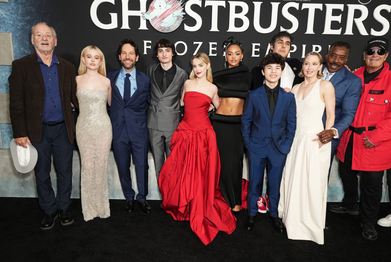 <p>Sony on Thursday rolled out the red carpet for the world premiere of Ghostbusters: Frozen Empire, the latest installment of the trilogy that mixes the original and rebooted casts.</p> <p>Many of both were on hand tonight during the event at the AMC Lincoln Square in Manhattan including the original 1984 movie’s stars Bill Murray, Dan Aykroyd, Ernie Hudson, Annie Potts and William Atherton, joined by the new gang played by Paul Rudd, Carrie Coons, McKenna Grace, Finn Wolfhard, Patton Oswalt, Celeste O’Connor and Logan Kim among others.</p> <p>In Frozen Empire, which hits theaters March 22, the Spengler family returns to where it all started – the iconic New York City firehouse – to team with the original Ghostbusters, who’ve developed a top-secret research lab to take busting ghosts to the next level. When the discovery of an ancient artifact unleashes an army of ghosts that casts a death chill upon the city, Ghostbusters new and old must join forces to protect their home and save the world from a second Ice Age.</p> <p>Gil Kenan directs the latest pic and wrote the script with Jason Reitman. Both were also in attendance tonight.</p> <p>Scroll below to check out the photos from the red carpet.</p>