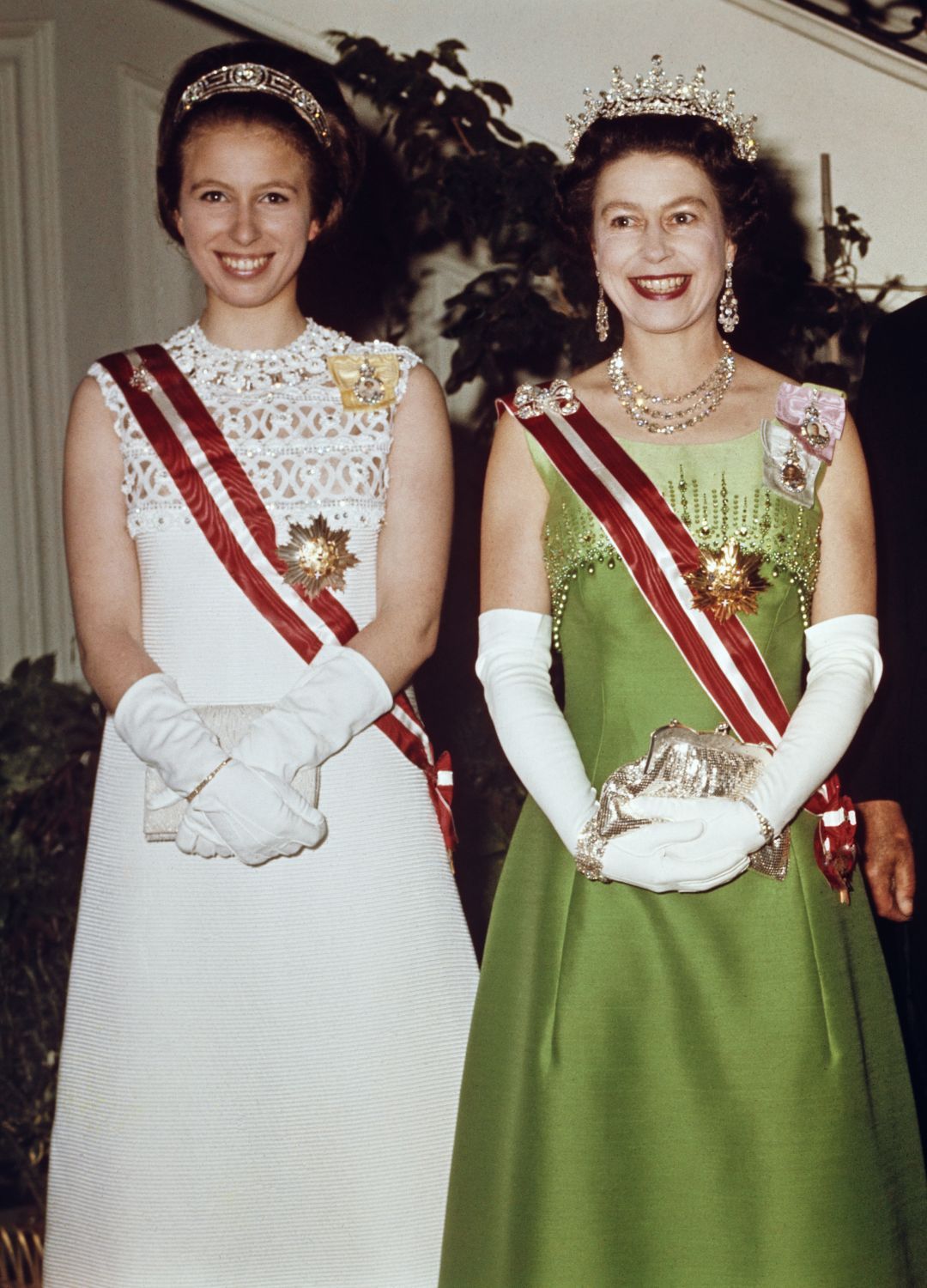 <p>                     This might just be our favourite tiara moment from Queen Elizabeth. In this picture, she's wearing the Girls of Great Britain and Ireland Tiara. Standing proud next to sister Princess Anne at the Hotel Imperial in Vienna, this was taken during a state visit to Austria in May of 1969.                   </p>