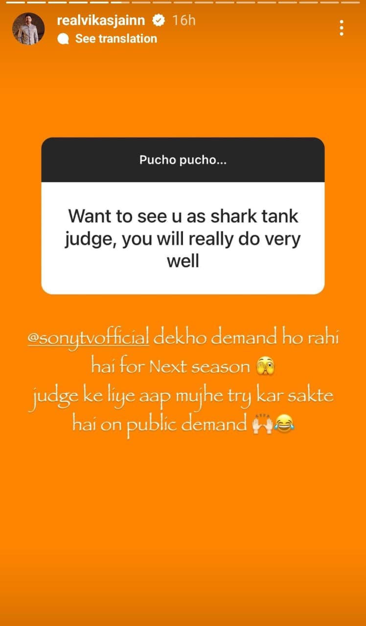 (Screengrab of Vicky Jain’s Instagram story)