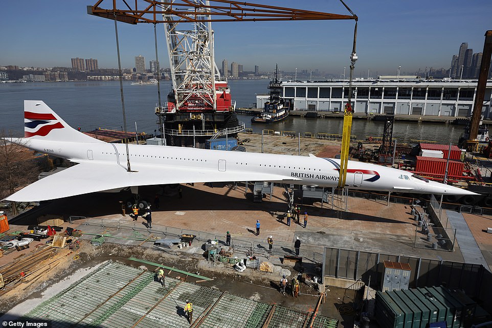 British Airways Concorde jet craned into New York Intrepid Museum