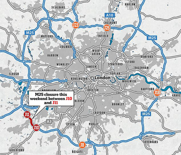 M25 closures MAPPED Here's how to avoid travel chaos this weekend