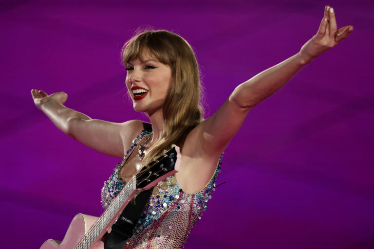 Taylor Swift performs her Eras Tour show at Singapore's National Stadium on March 02, 2024.
