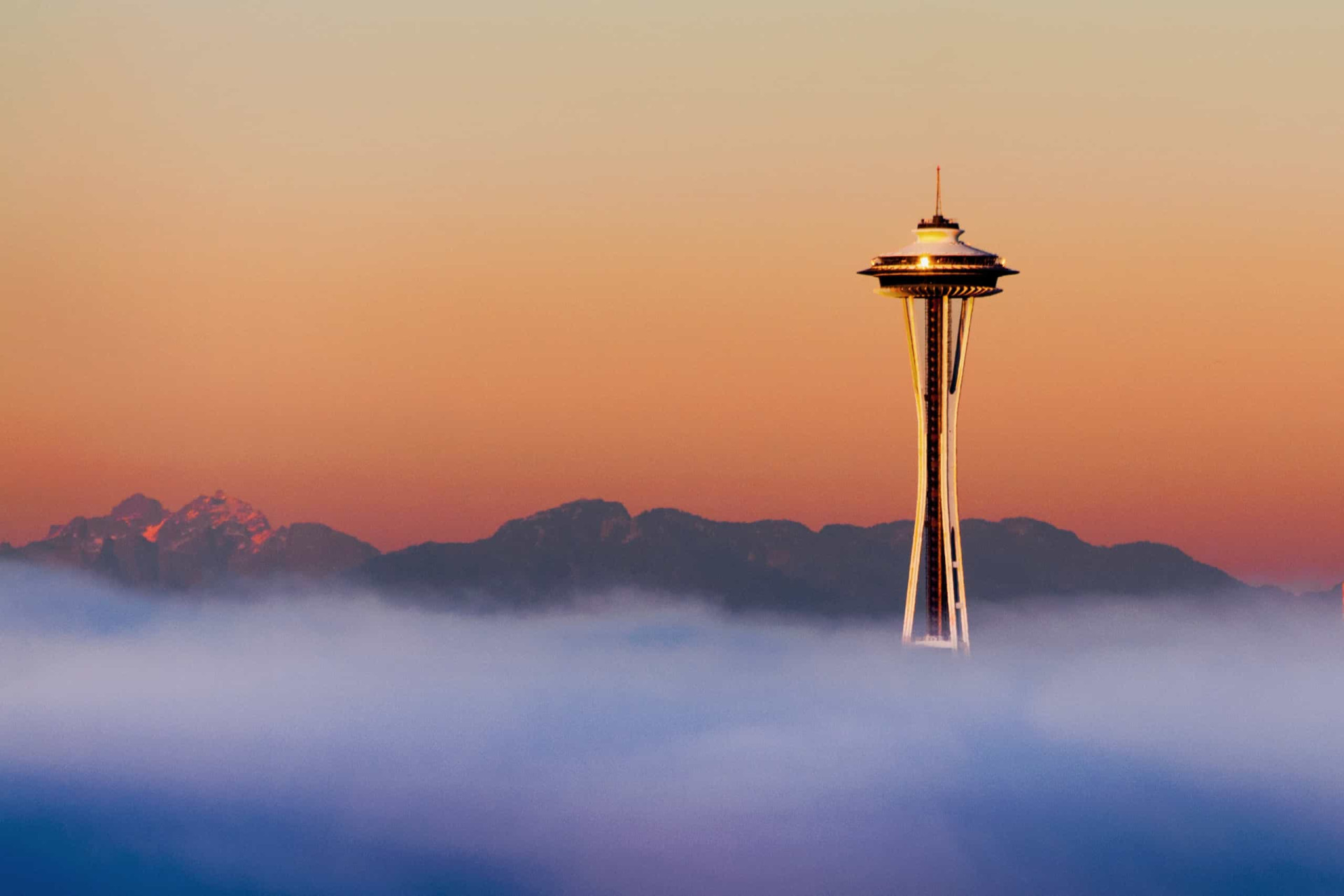 <p>Seattle's celebrated Space Needle peaks above the fog line during a spectacular sunset. Fog often glides in from the Puget Sound and can sometimes obscure the city for days on end.</p><p>You may also like:<a href="https://www.starsinsider.com/n/498296?utm_source=msn.com&utm_medium=display&utm_campaign=referral_description&utm_content=520424v1en-us"> The surprisingly disgusting history of royal palaces</a></p>
