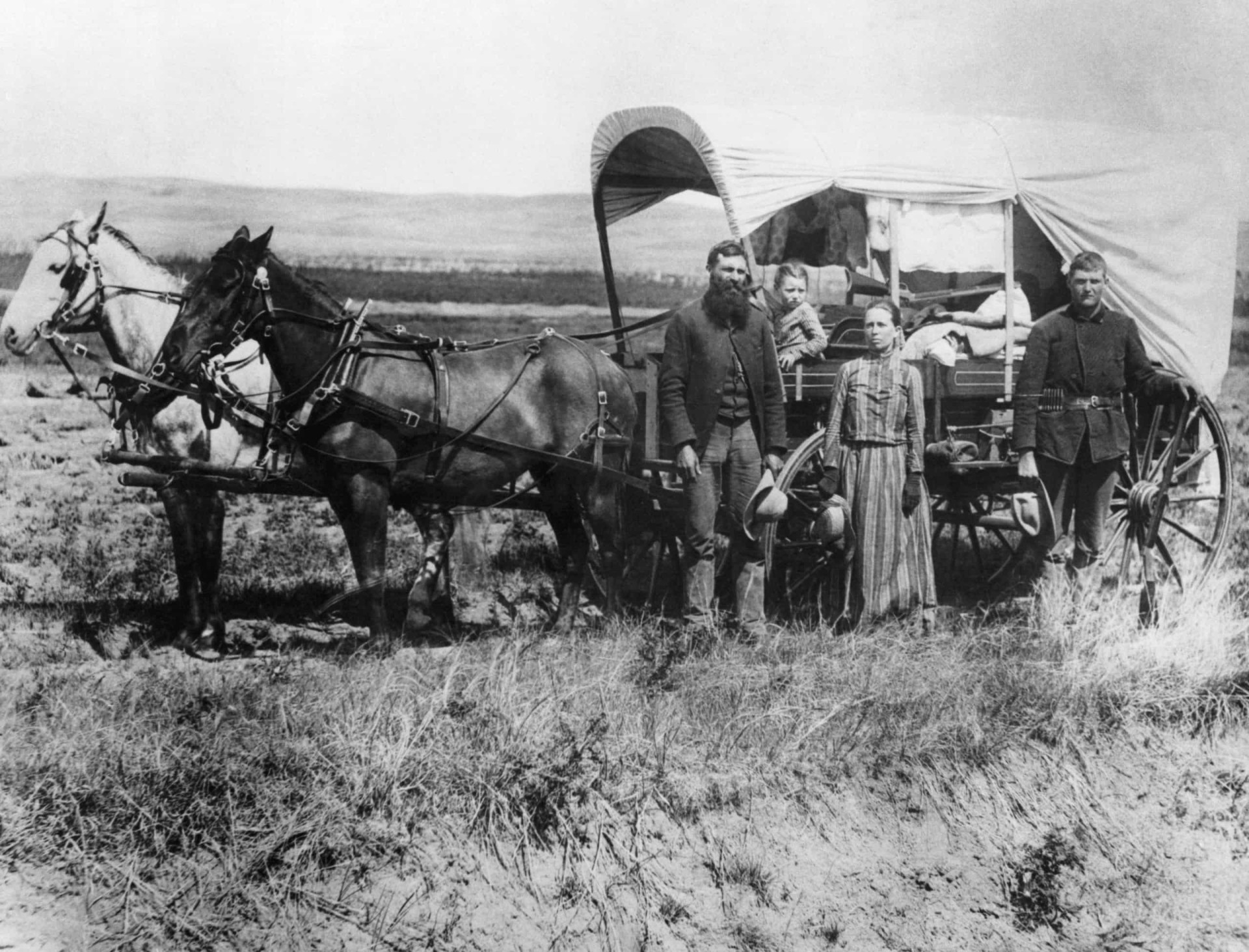 <p>In the United States, the covered wagon became a symbol of the great 19th-century American migration. Sometimes called a prairie wagon, these carriages were made out of wood and canvas and carried pioneers west along the Mormon Trail and the Santa Fe and Oregon Trails. Pictured in Nebraska in 1886 is a family posing with the covered wagon in which they lived and traveled daily.</p><p><a href="https://www.msn.com/en-us/community/channel/vid-7xx8mnucu55yw63we9va2gwr7uihbxwc68fxqp25x6tg4ftibpra?cvid=94631541bc0f4f89bfd59158d696ad7e">Follow us and access great exclusive content every day</a></p>