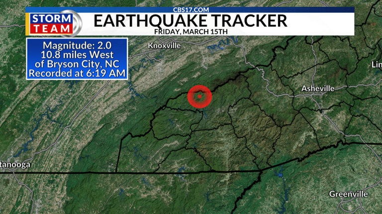 Earthquake recorded in North Carolina Friday morning