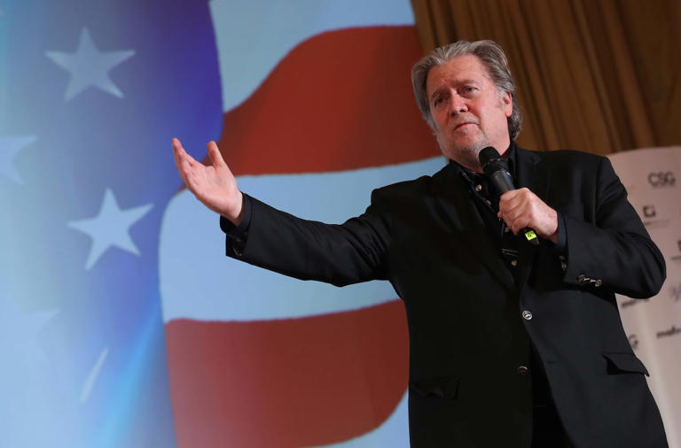 Bannon was apprehended in 2020 on a Chinese billionaire's yacht and accused of scamming supporters of the 'We Build the Wall' initiative (Getty Images)